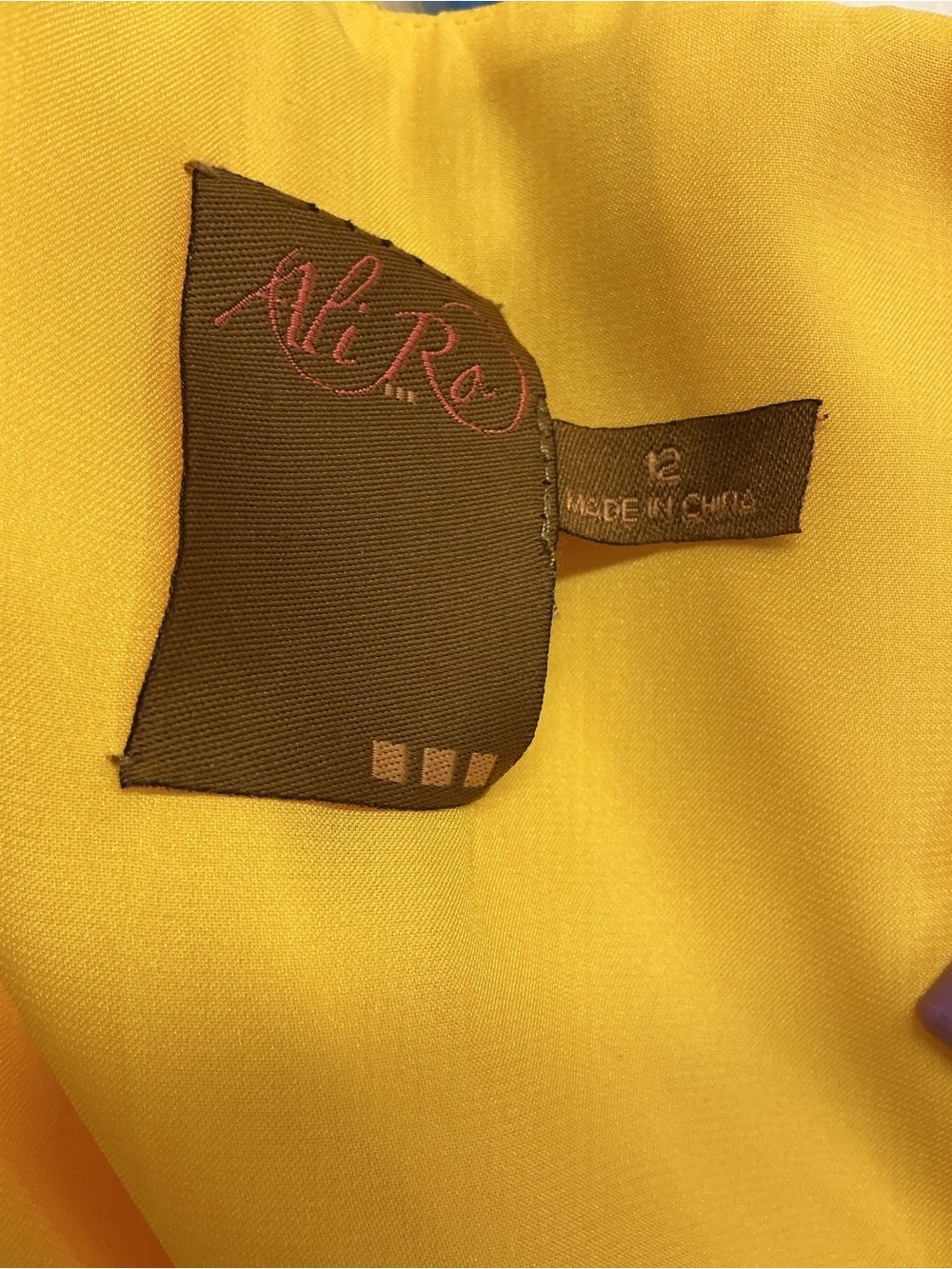 Ali Ro Size 12 Yellow Sleeveless Blouson Top Lined Side Zip Peplum Blouse - Picture 4 of 9